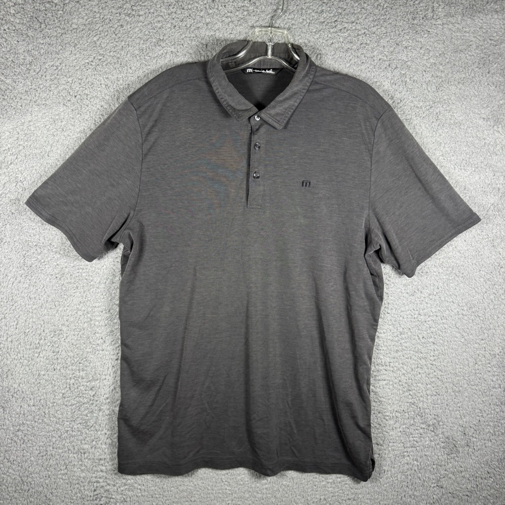 Travis Mathew Mens XL Charcoal Gray Heather Short Sleeve Golf‎ Polo Shirt